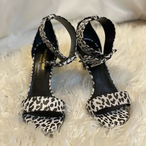 Brand new YSL Bea black and white ankle strap heel